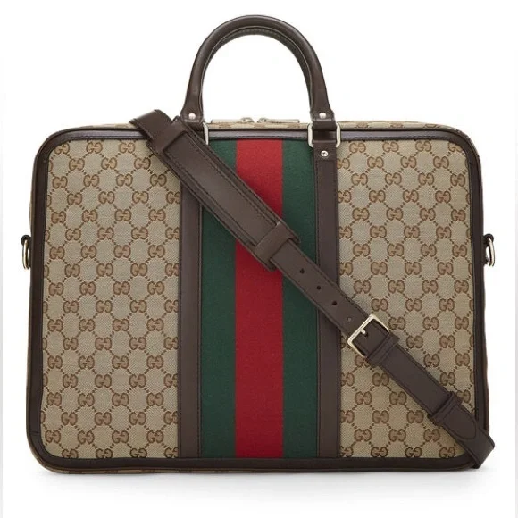 Gucci Original GG Canvas Web Briefcase unisex